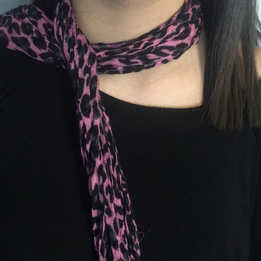 Pink and black cheetah print scarf